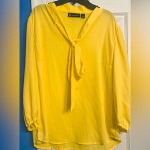 Yellow blouse with tie front